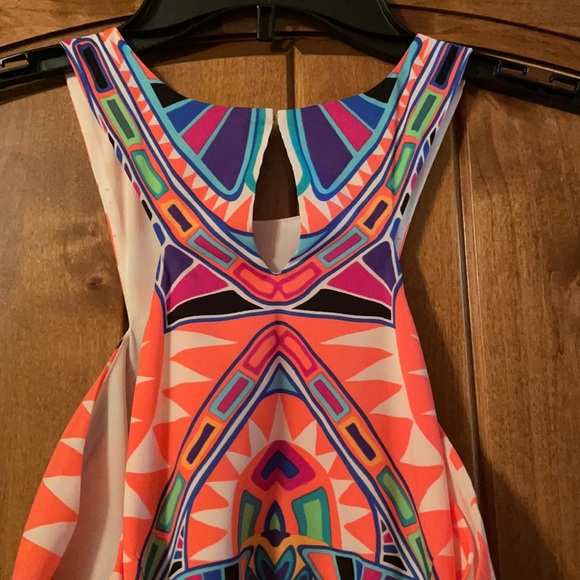 Mara Hoffman aztec neon maxi double slit dress open back - Picture 4 of 4